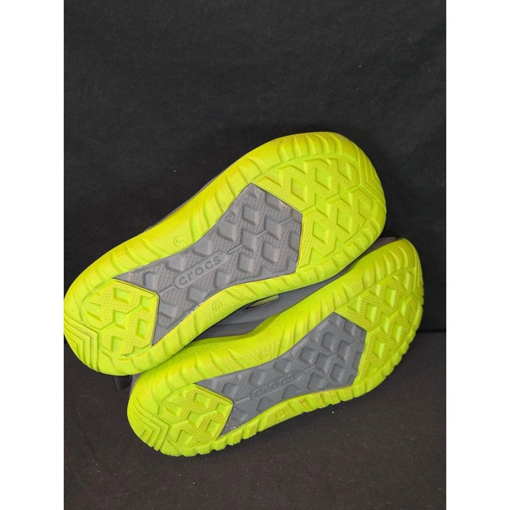 Kids Crocs Water Shoes Sandals Gray Lime‎ Green Size J3 Clogs